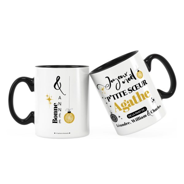 Cadeau petite-sœur | Idée cadeau mug joyeux noël avec prénom