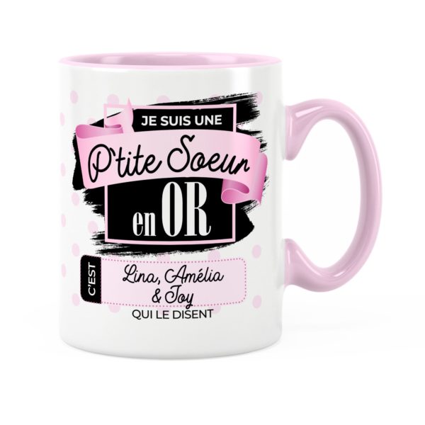 Cadeau petite-sœur | Idée cadeau mug prénom sœur en or