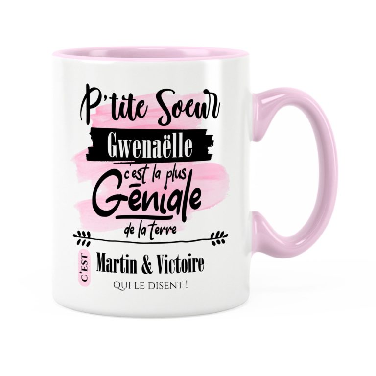 Cadeau petitesœur Idée cadeau mug prénom sœur géniale