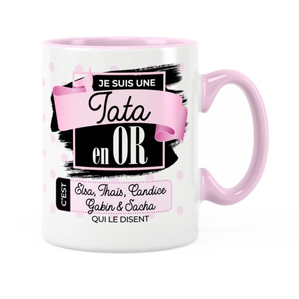 Cadeau tata | Idée cadeau mug avec prénom une tata en or