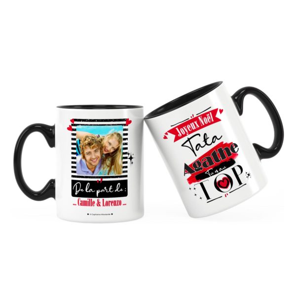 Cadeau tata | Idée cadeau mug joyeux noël avec prénom et photo