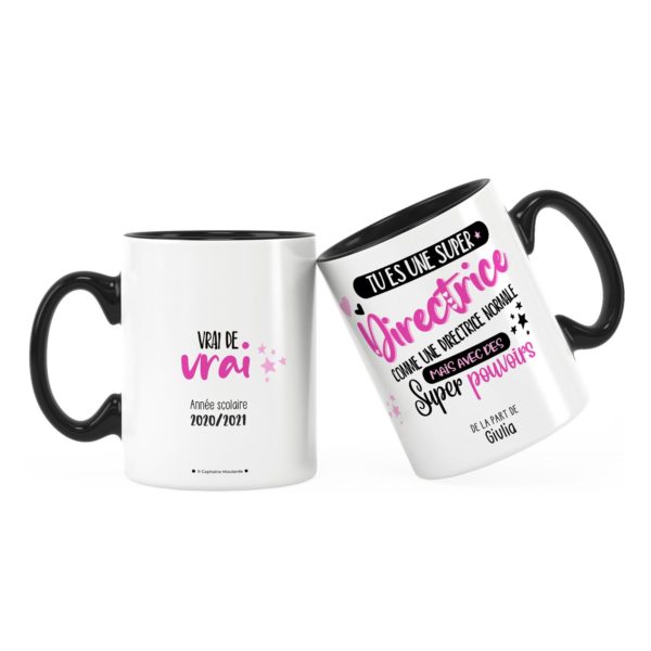 Cadeau directrice | Idée cadeau mug directrice super pouvoirs