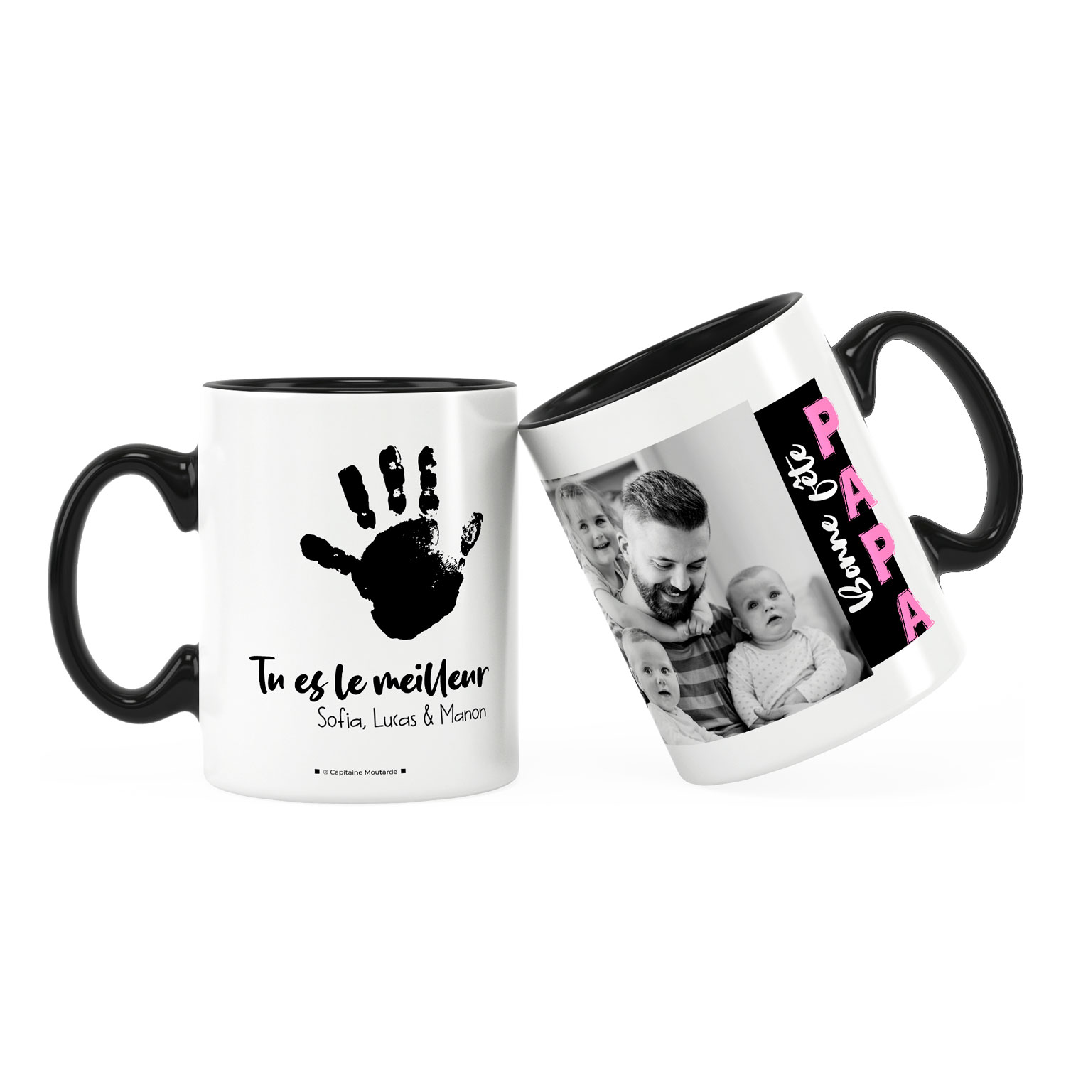 Cadeau anniversaire Papa avec photo et 2 prénoms - Joli Mug