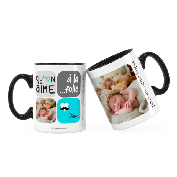 Cadeau papa | Mug avec photo on t'aime à la folie