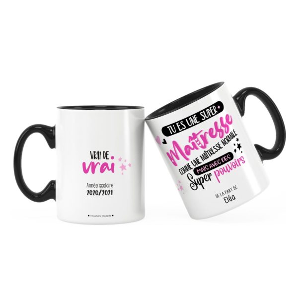 Cadeau maîtresse | Idée cadeau mug maîtresse super pouvoirs